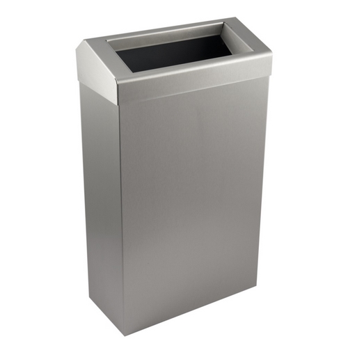 Brushed Stainless Steel 30Ltr Slim Line Wastebin with Chute Lid
